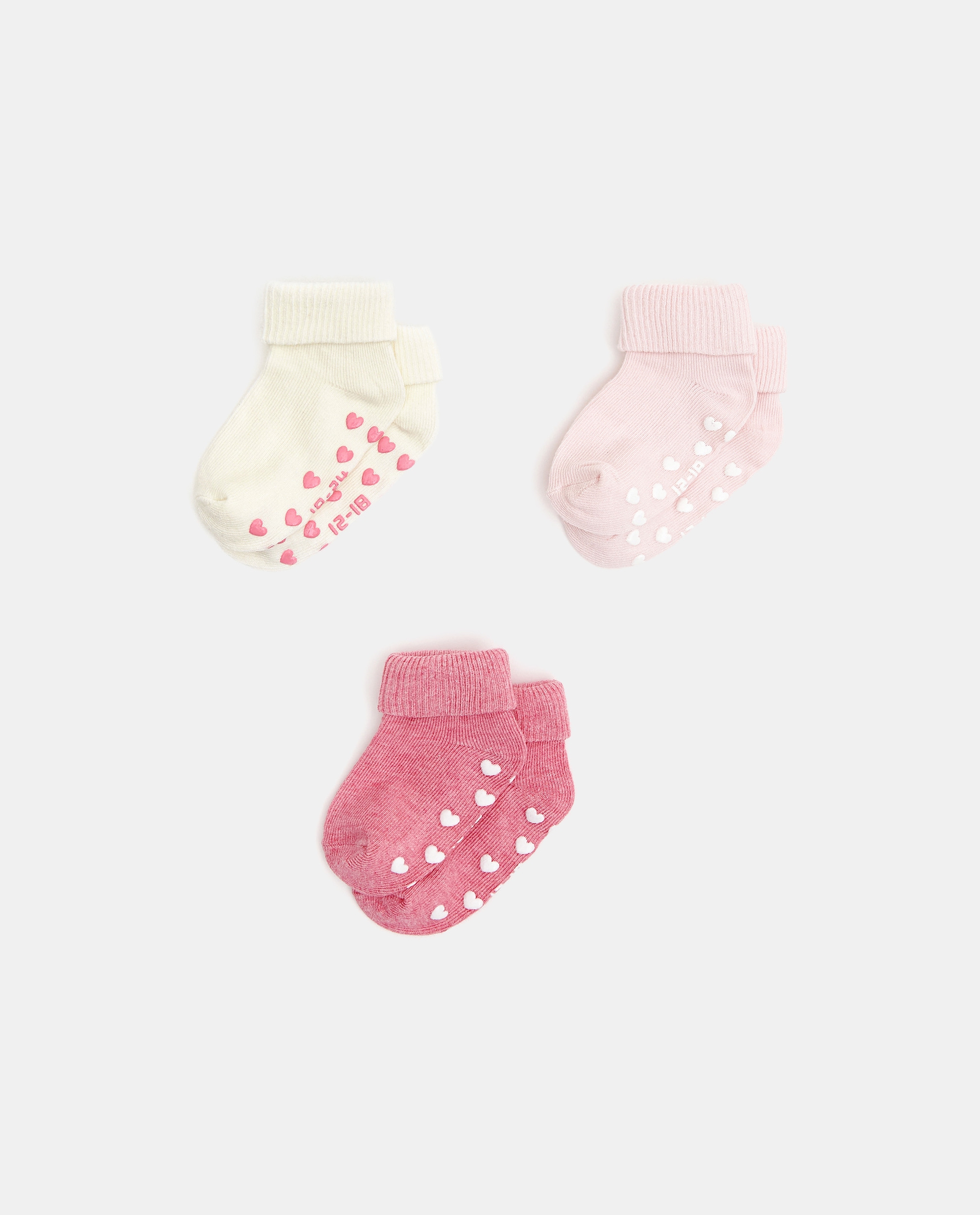 PACK OF 3 NON-SLIP BABY GIRL SOCKS IN ORGANIC COTTON