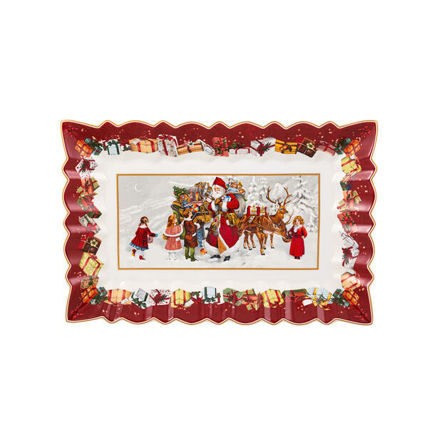 Toy's Fantasy Cake plate rectangle, Santa & Kids