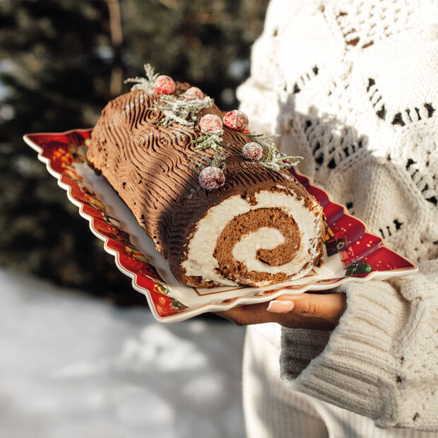 Toy's Fantasy Cake plate rectangle, Santa & Kids