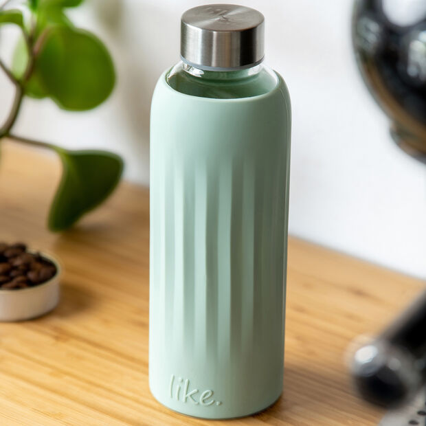 ToGo&ToStay glass bottle, 0.5 l, with silicone sleeve, mint green