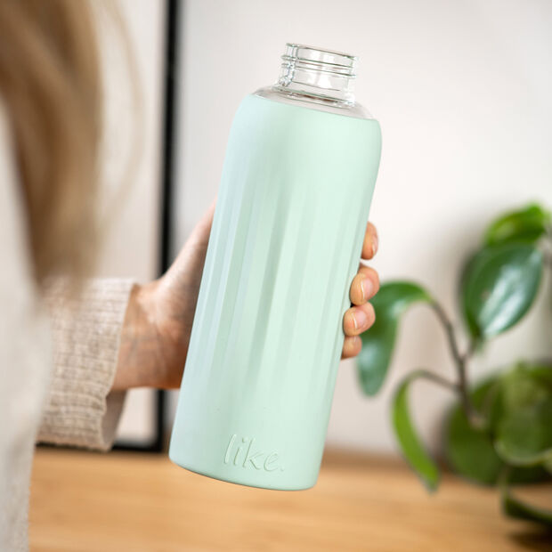 ToGo&ToStay glass bottle, 0.5 l, with silicone sleeve, mint green