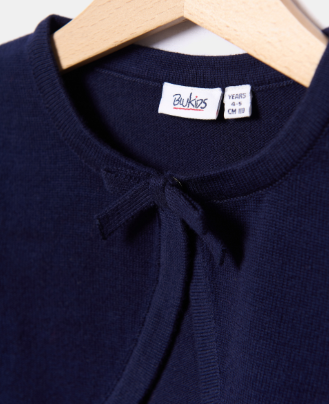 PURE COTTON CARDIGAN WITH BOW FOR GIRL