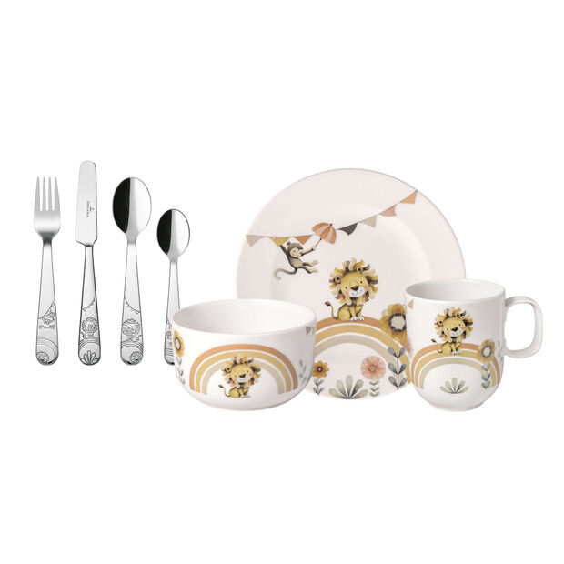 Boho kids Roar like a lion, children's tableware set 7 pcs., multicoloured