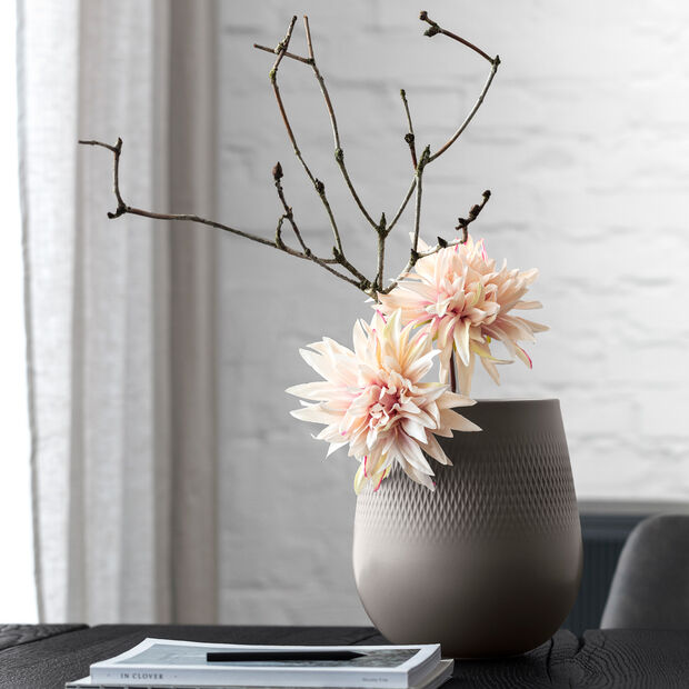 Manufacture Collier vase, 21 x 23 cm, Carré, Taupe