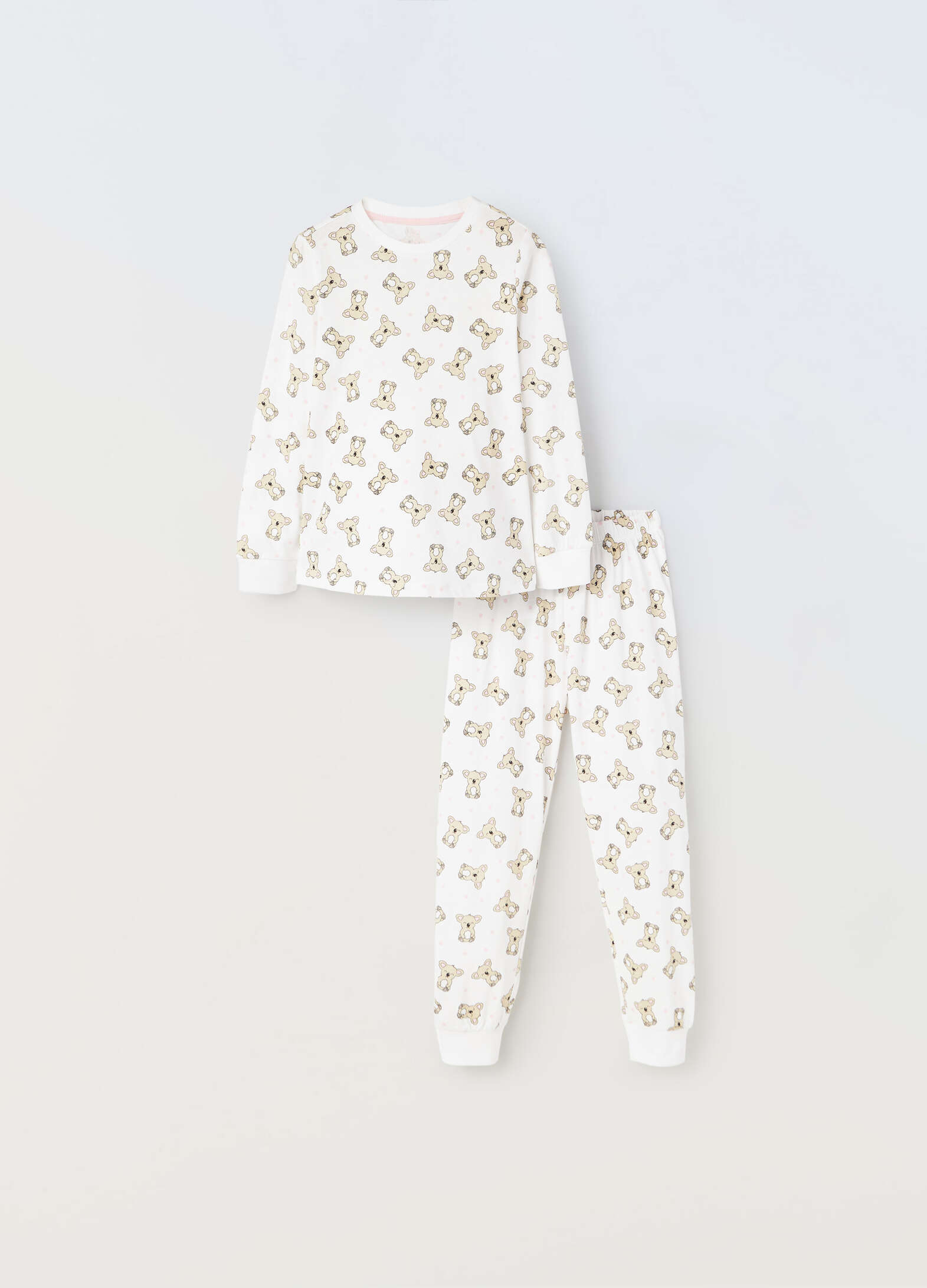 Long pajama set in pure cotton with girl's print