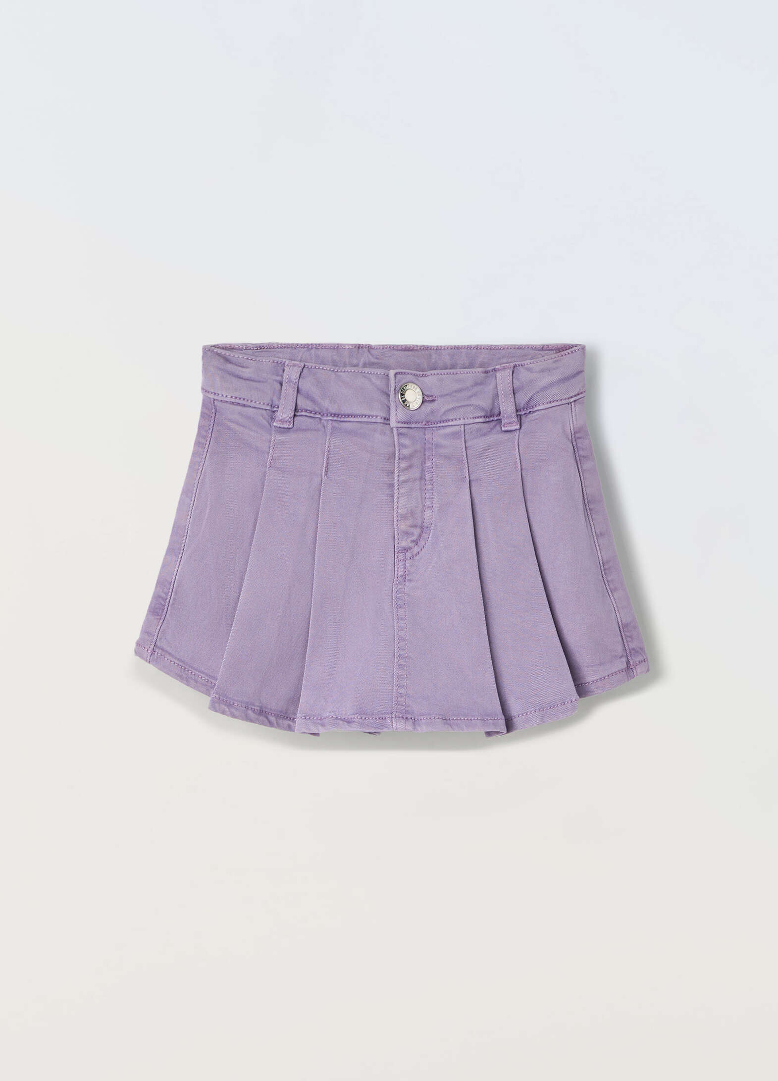 Girls' Cotton Blend Denim Pleated Trouser Skirt