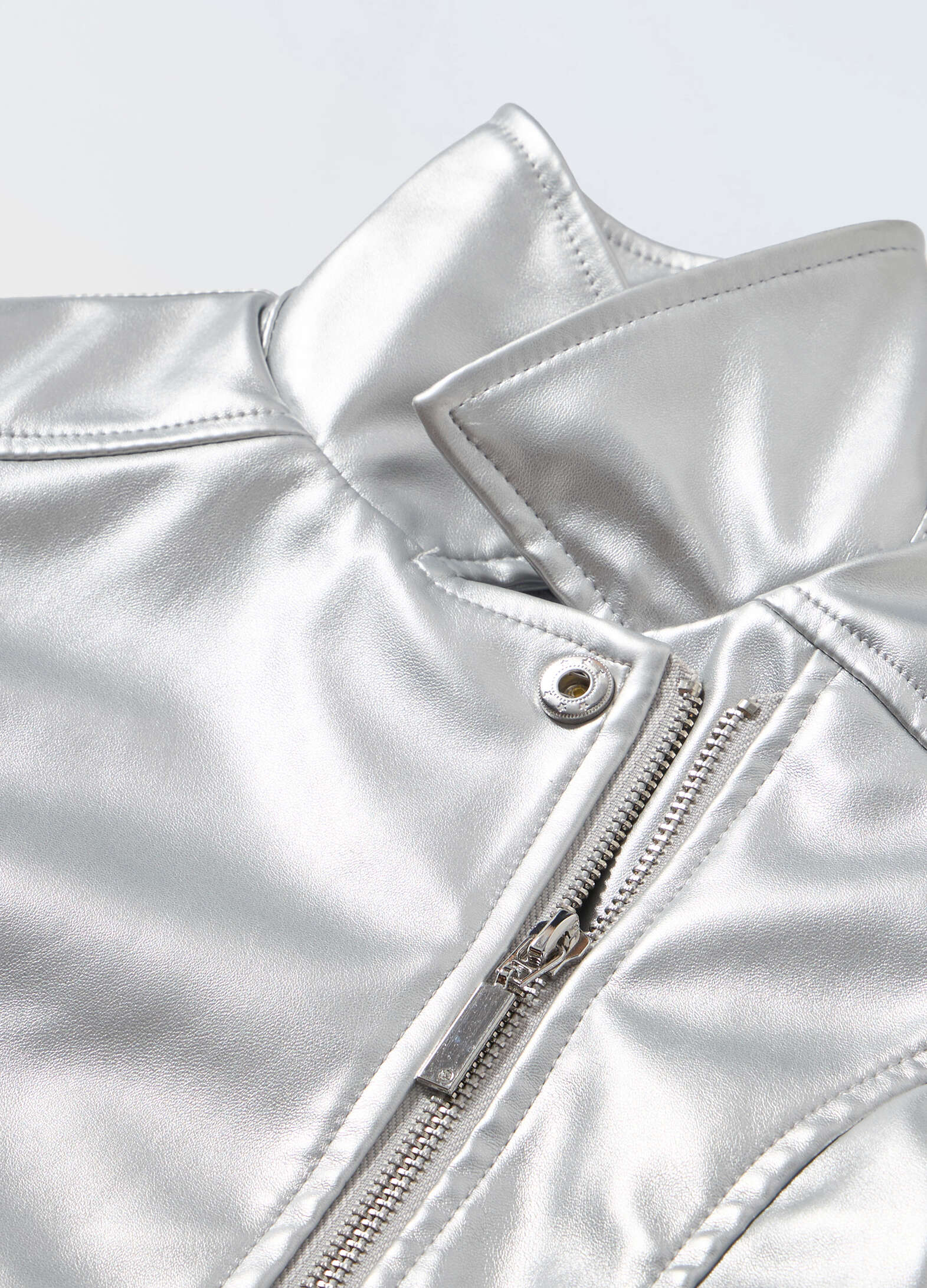Metallic eco leather jacket for girls