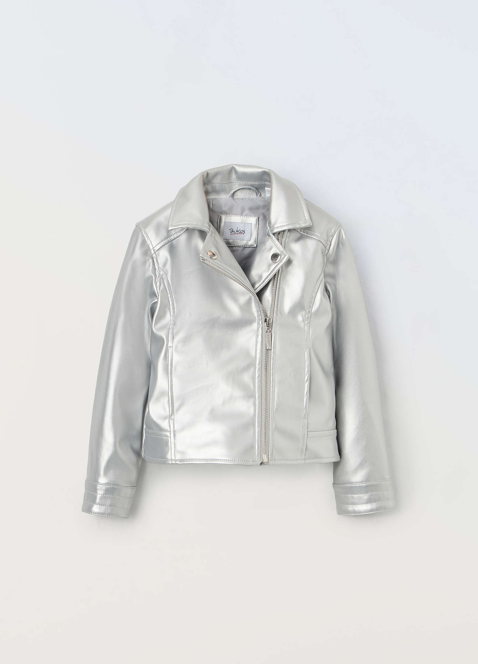 Metallic eco leather jacket for girls