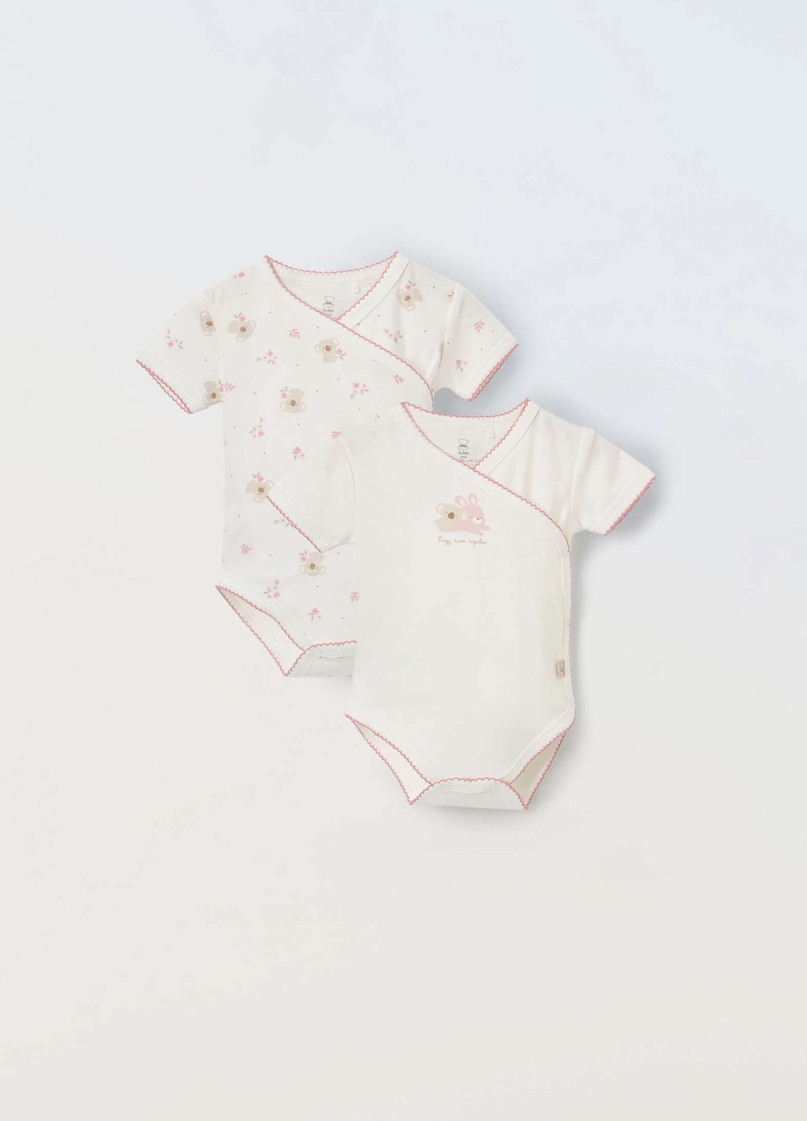 Pack of 2 pure cotton short-sleeved bodysuits