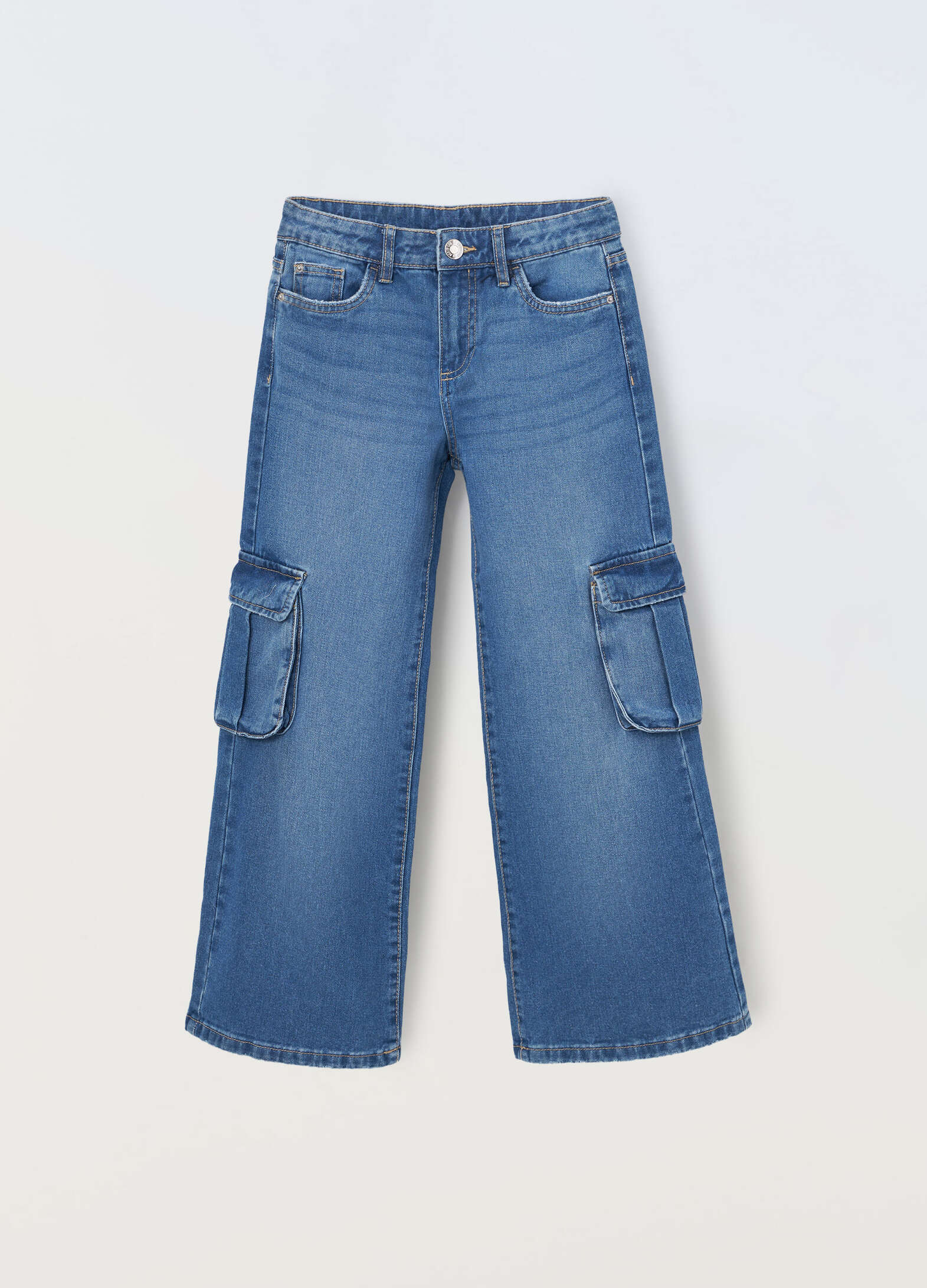 Girls Pure Cotton Denim Cargo Jeans