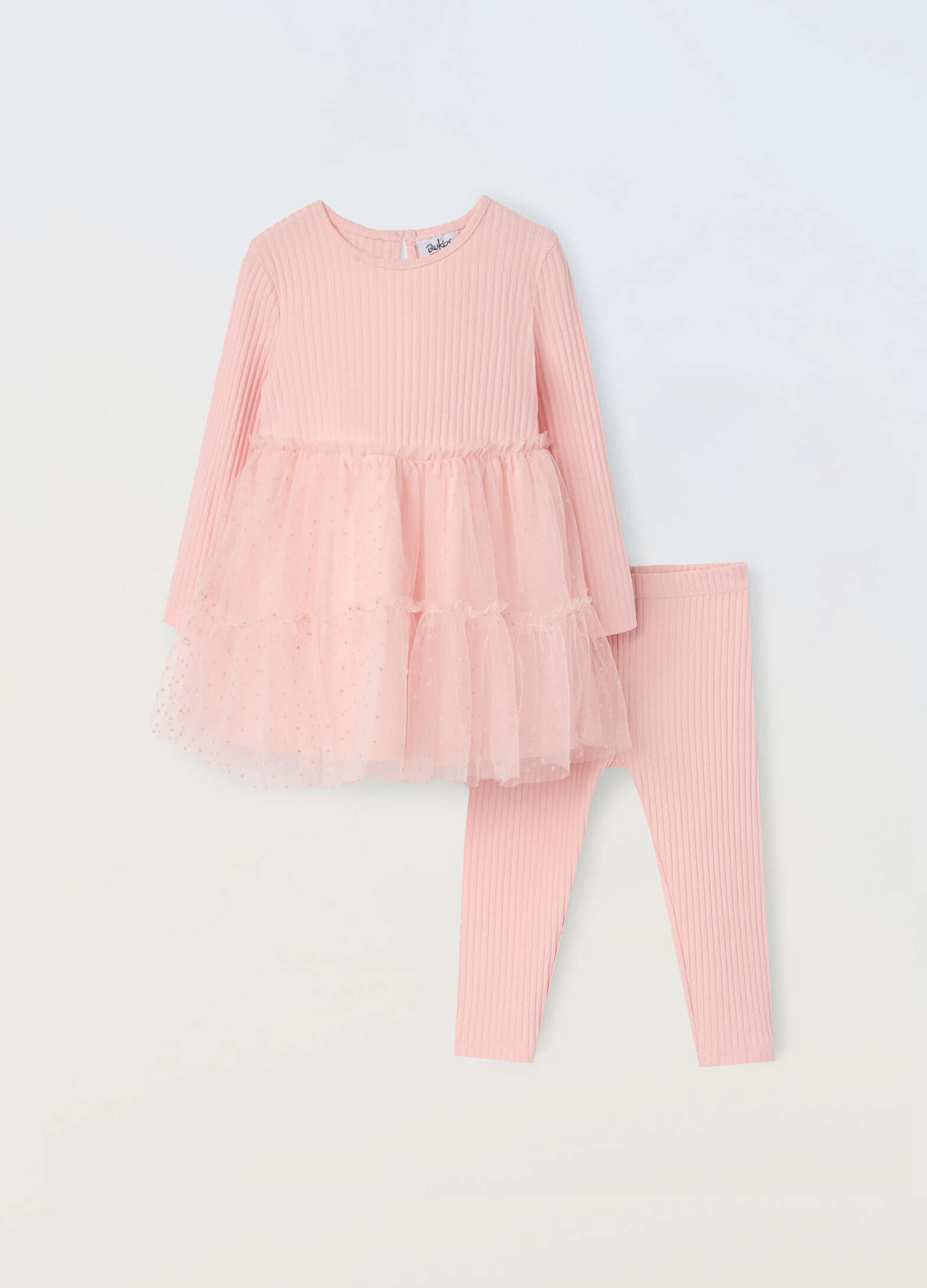 Jogging set in stretch cotton blend with tulle for newborns