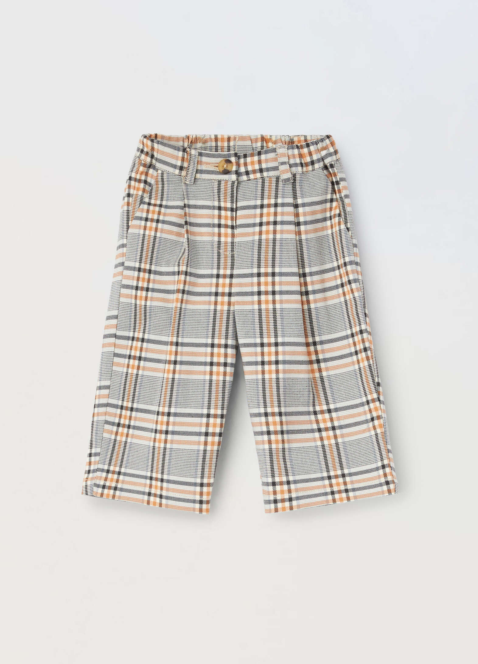 Baby girl checked viscose blend trousers