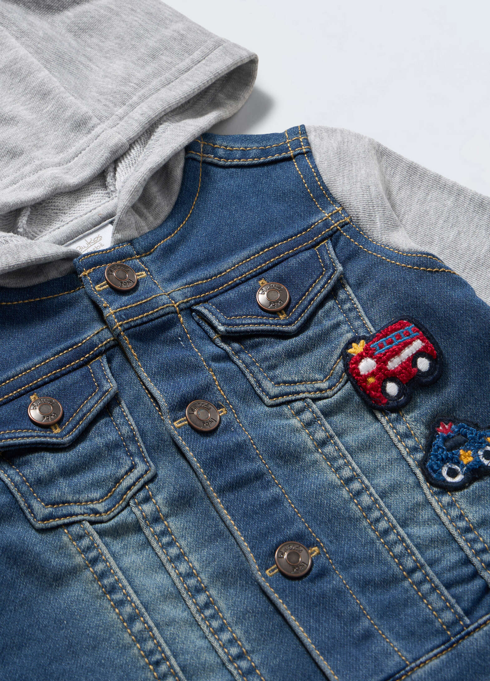 Baby hooded french terry denim jacket