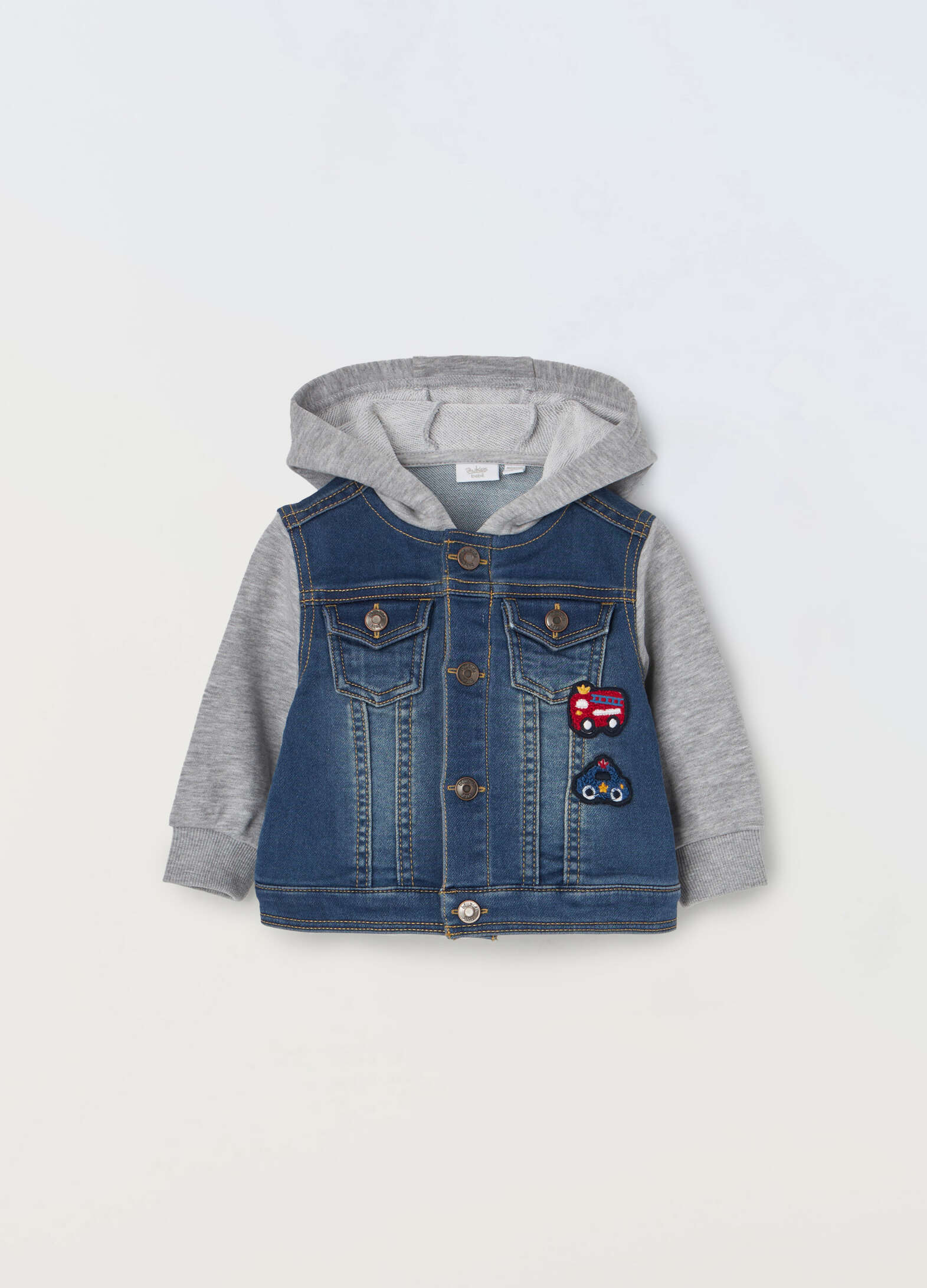 Baby hooded french terry denim jacket