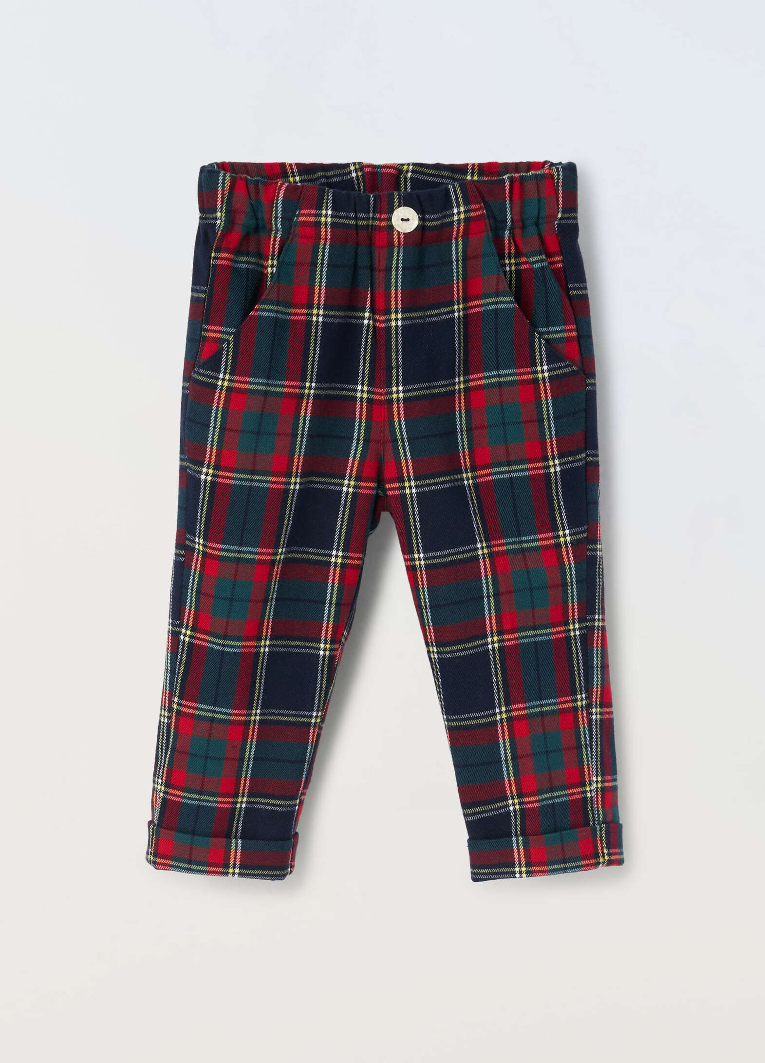 Baby checked viscose blend trousers