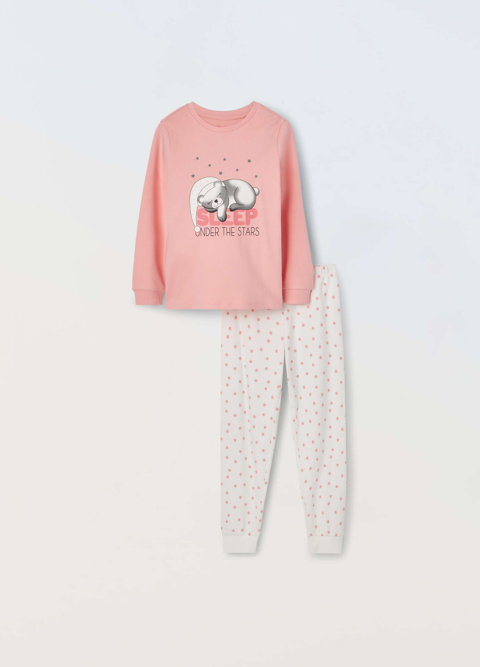 Girls' long pure cotton pajama set