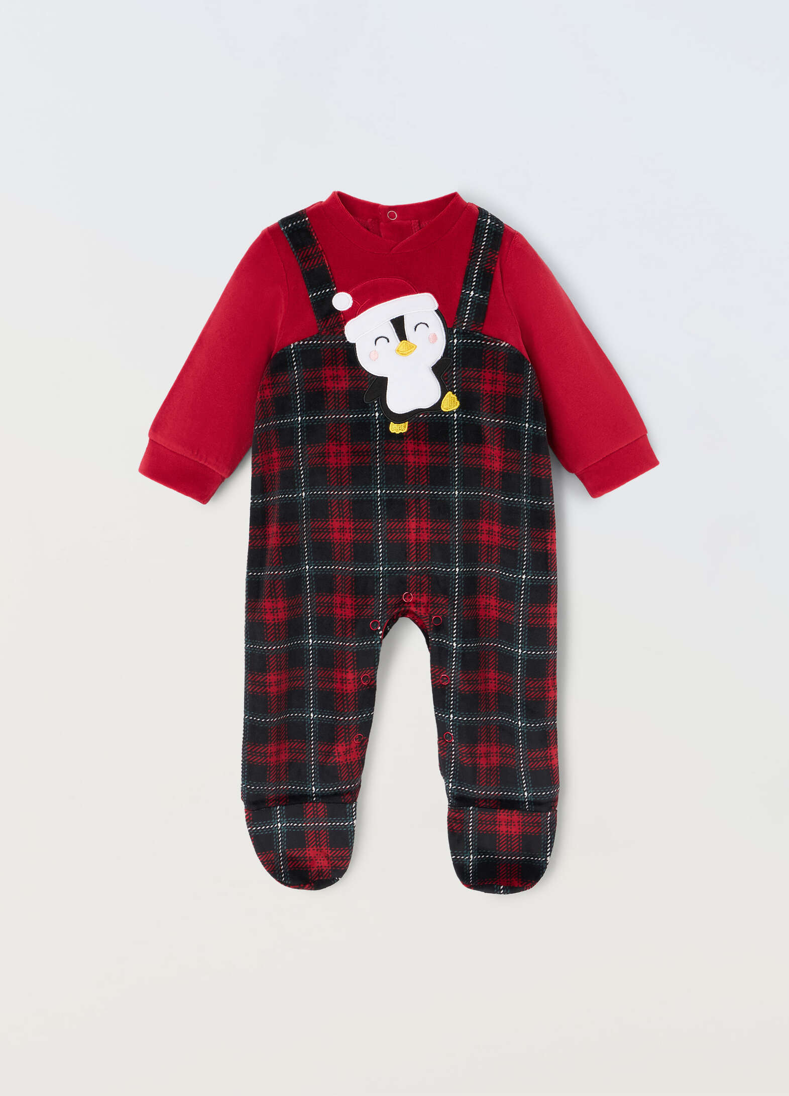 Velour romper with fake overalls for newborns