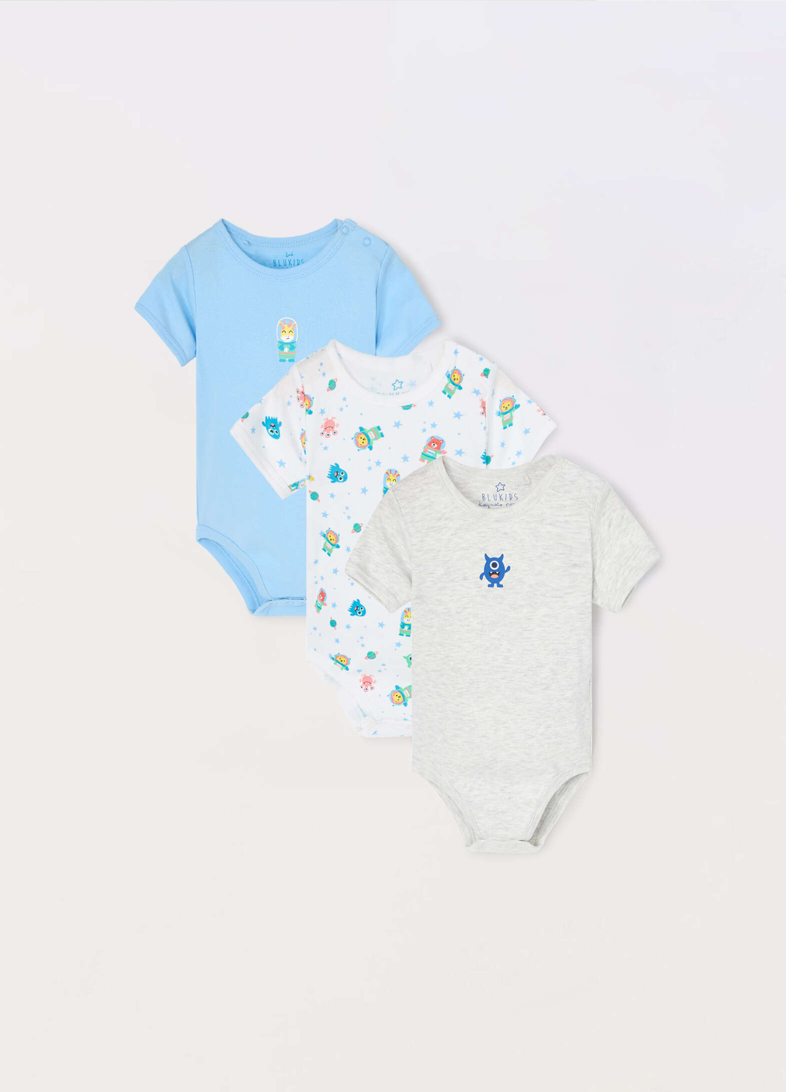 Pack of 3 pure cotton newborn bodysuits