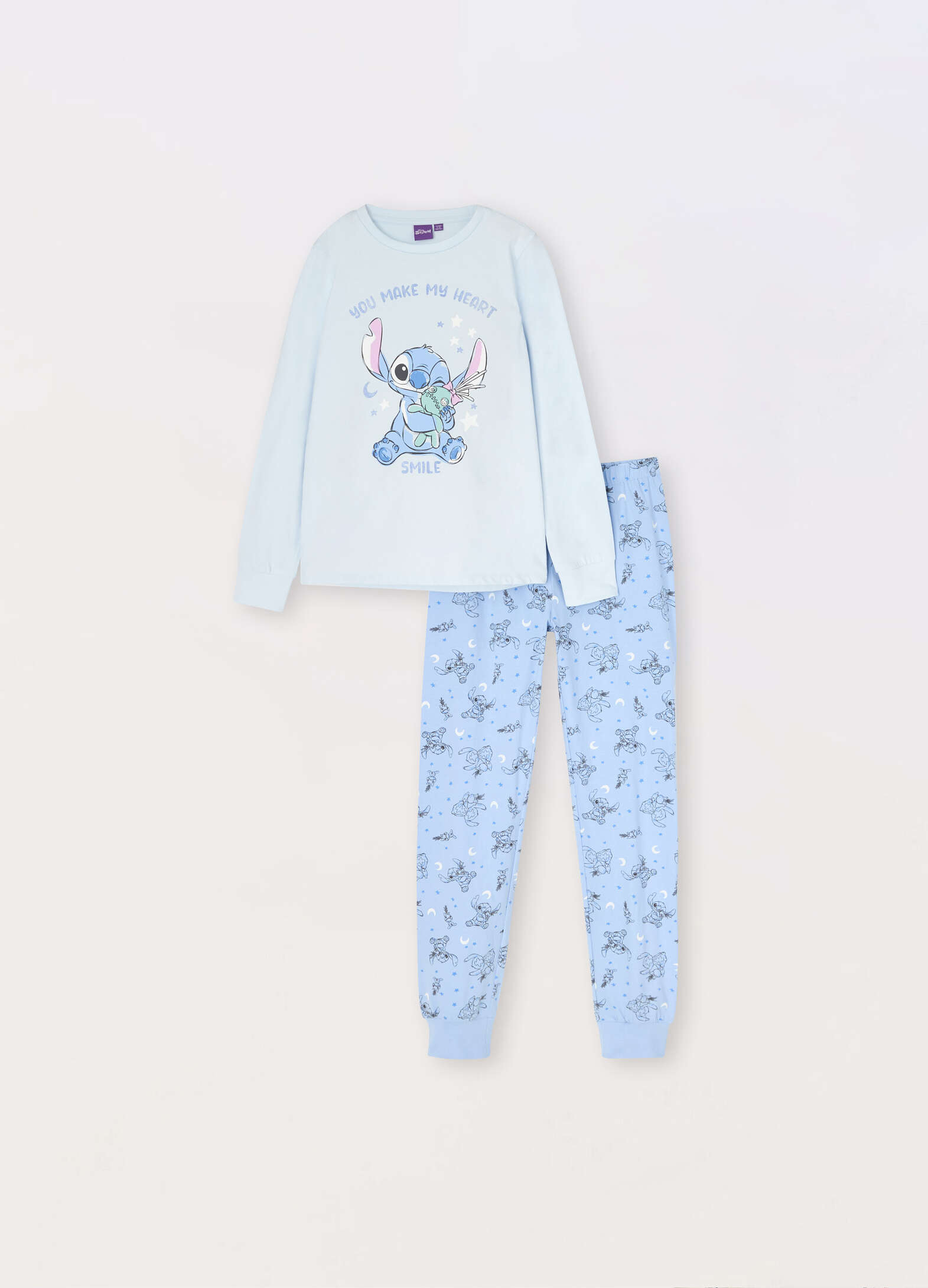 Girls' pure cotton jersey pajama set