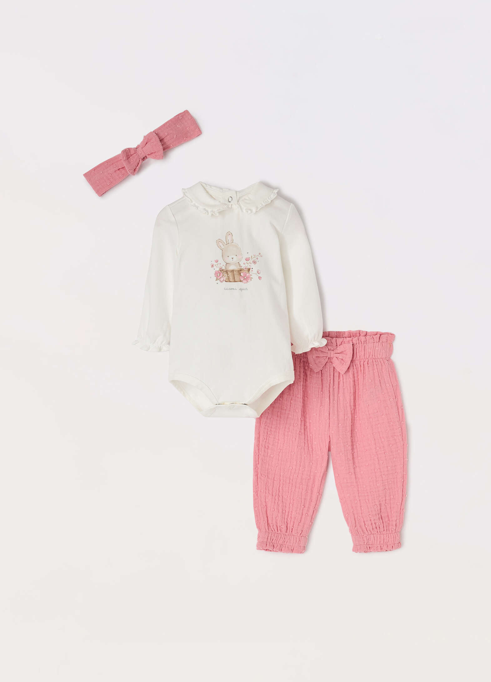 Set of headband + body + pants for newborns