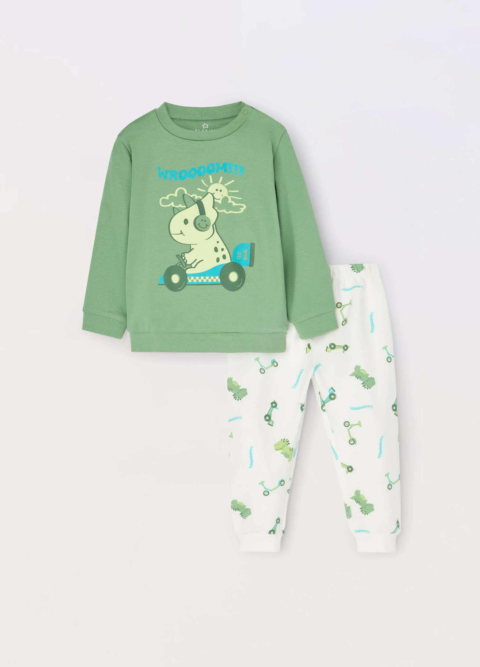 Long pajama set in pure organic cotton for newborns