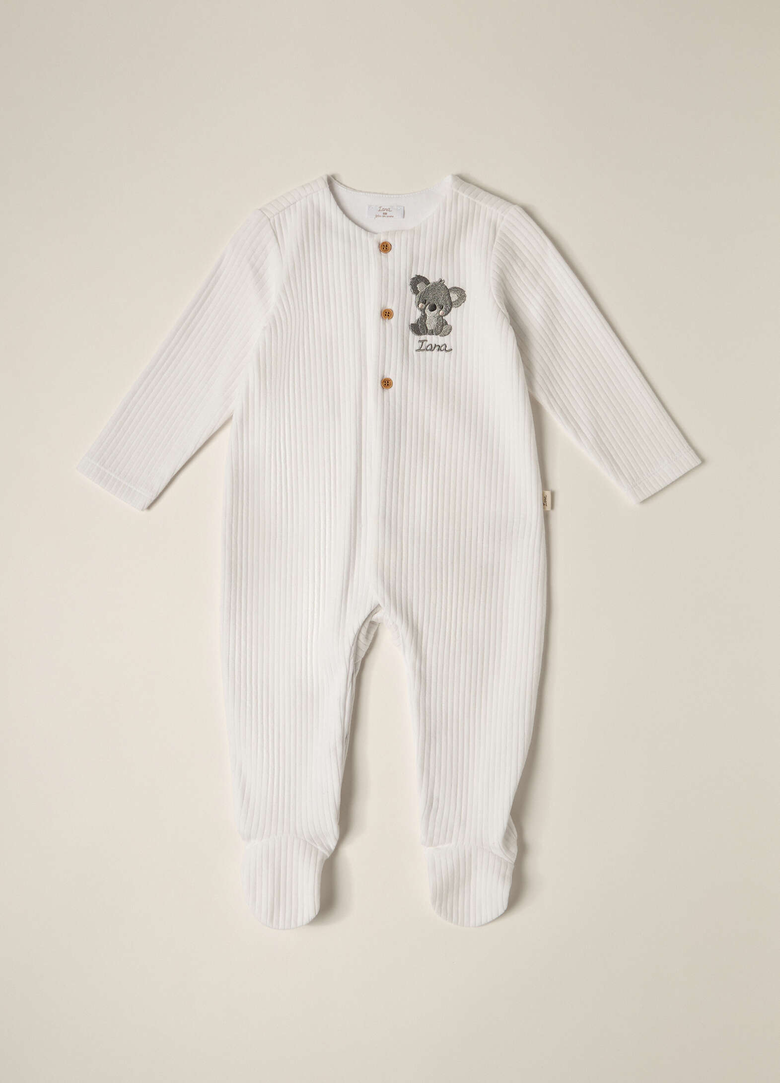 IANA pure cotton rib baby romper