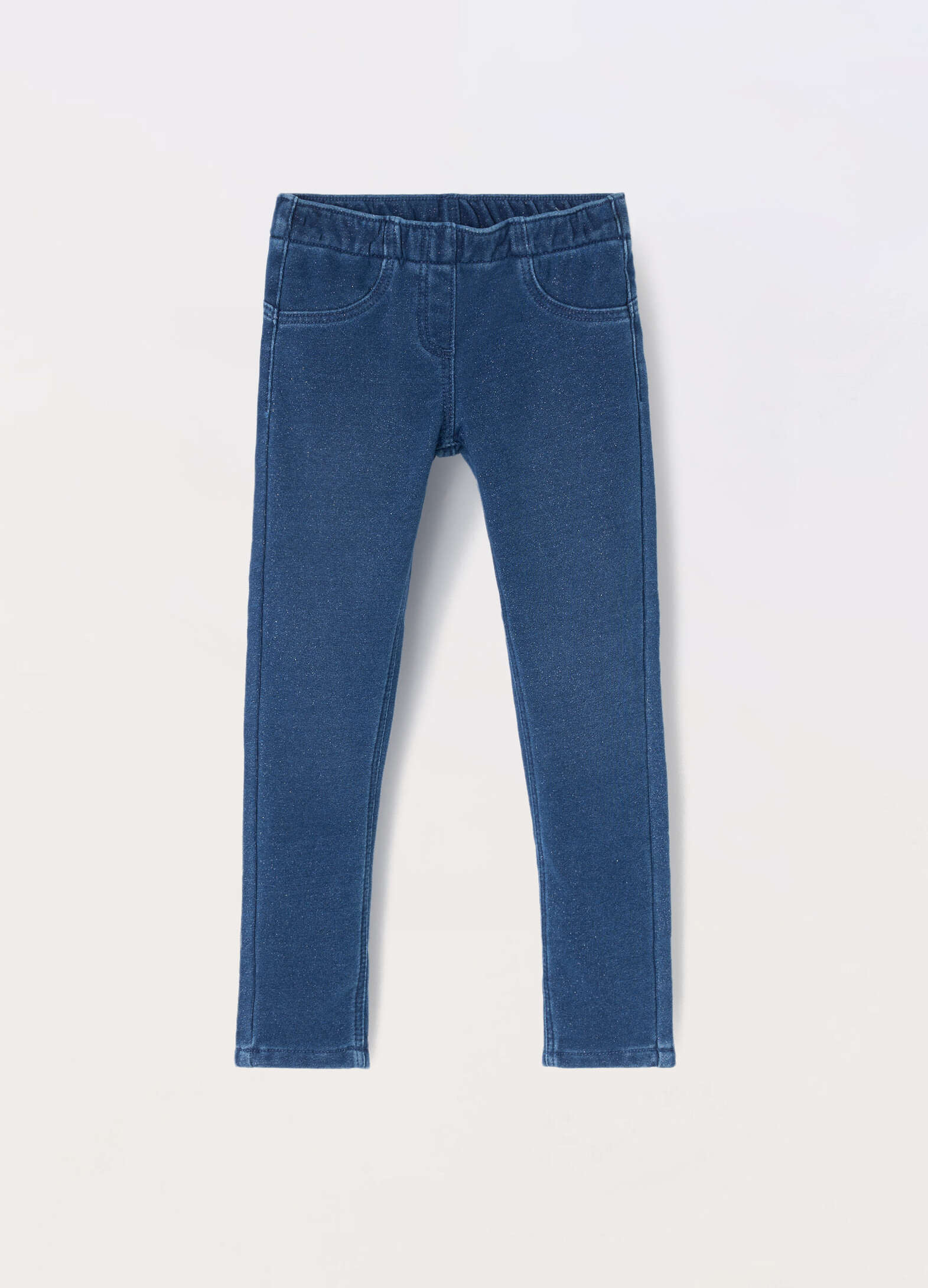 French terry denim jeggings for girls