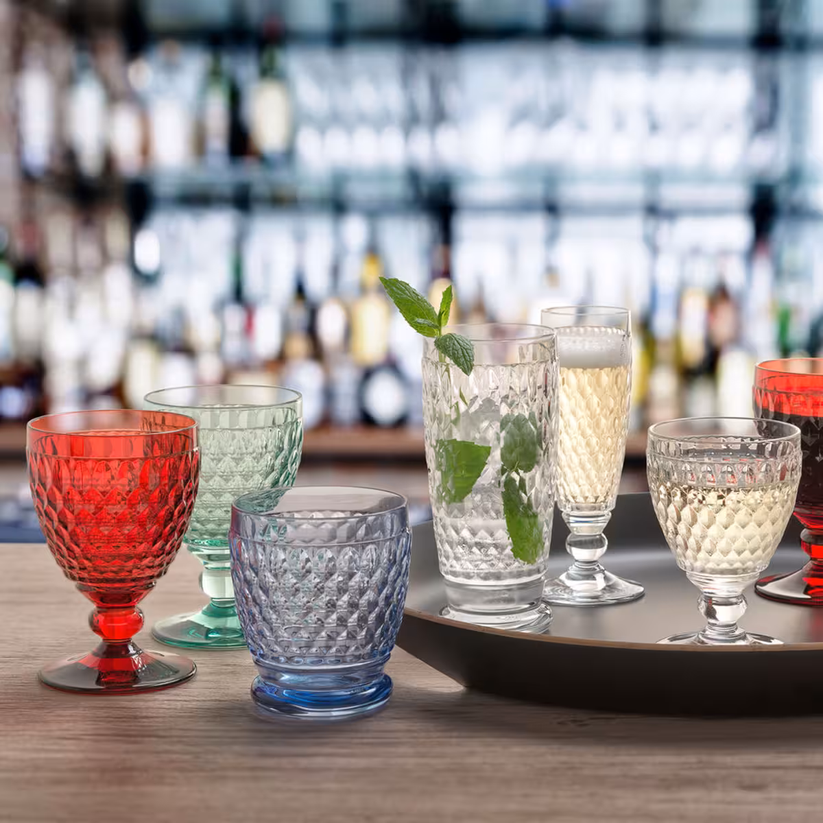 Boston Coloured Red Wine Goblet (Blue)