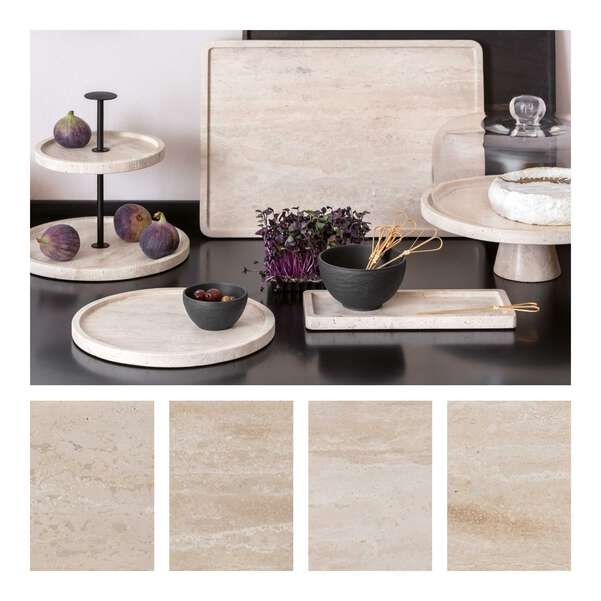 Manufacture Travertine Footed serving platter