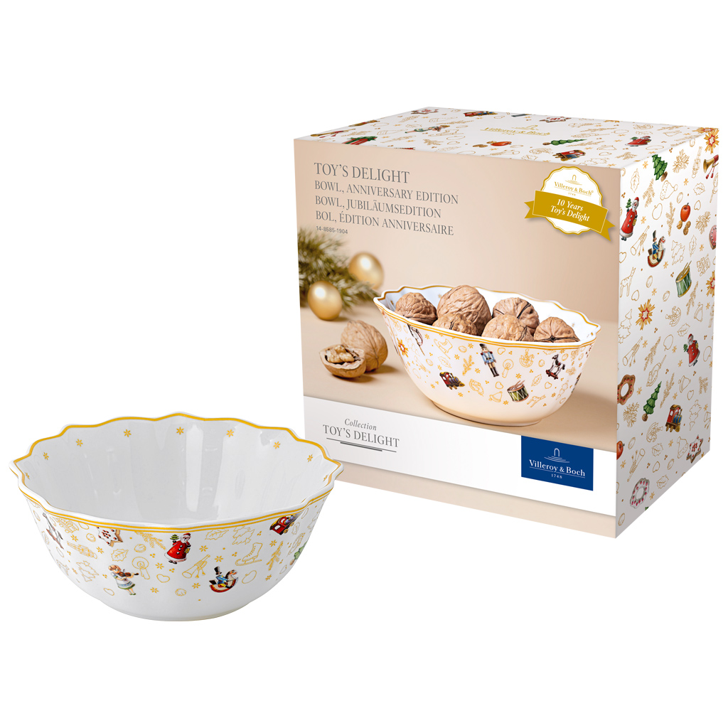 Toy's Delight bowl, anniversary edition, multicoloured/gold/white