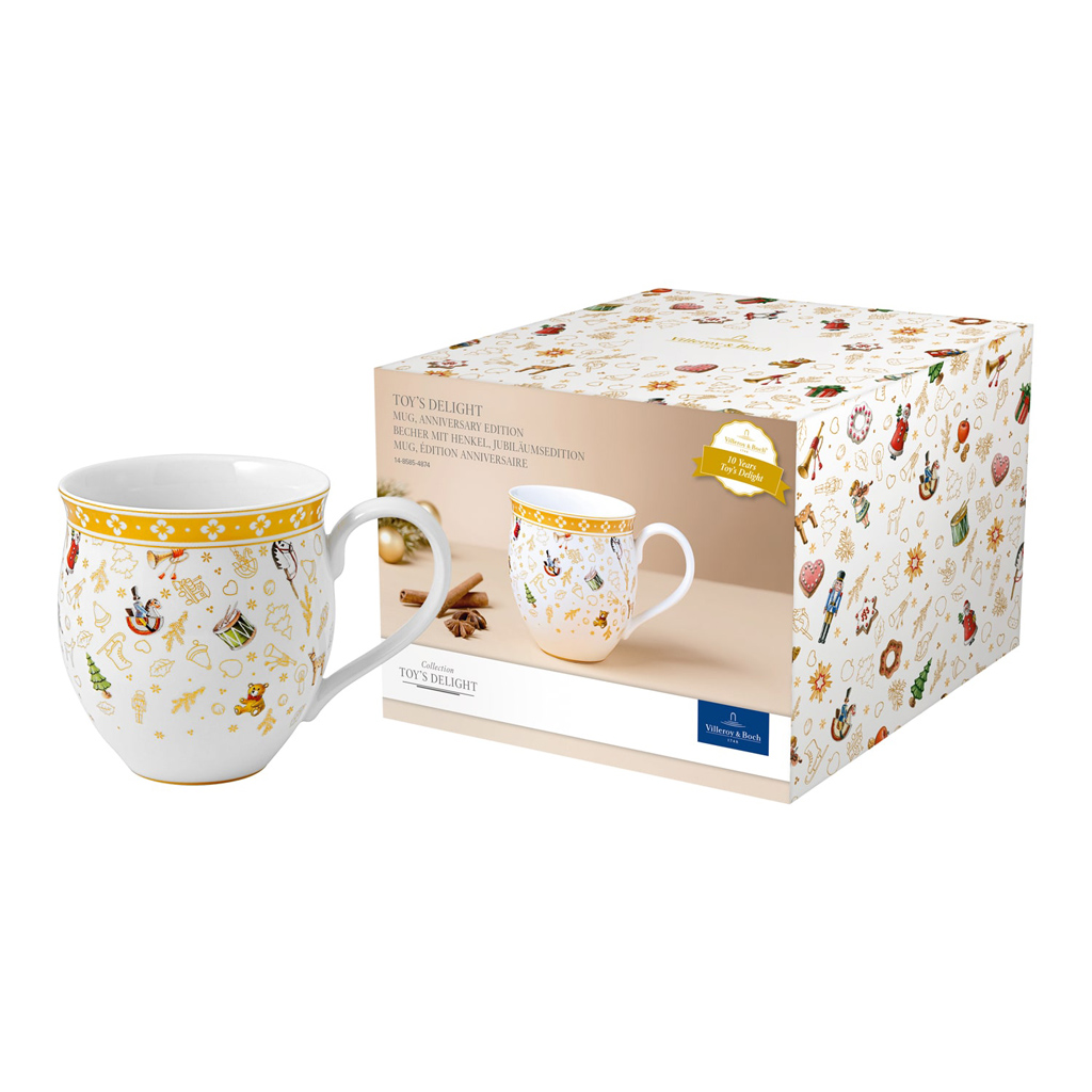 Toy's Delight mug, anniversary edition, multicoloured/gold/white